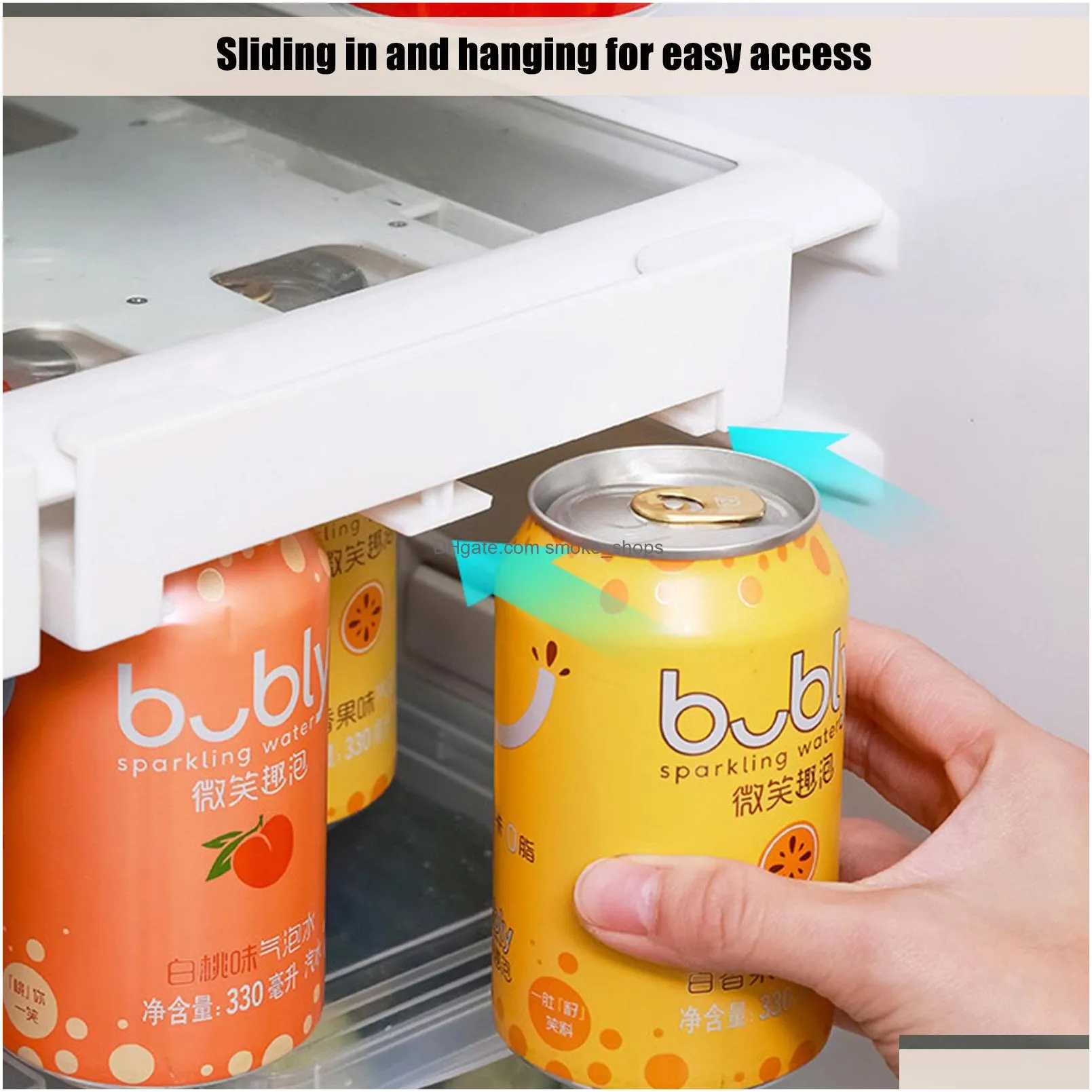 beer soda can storage rack refrigerator slide under shelf for soda can beverage organizer kitchen double-row container hh352