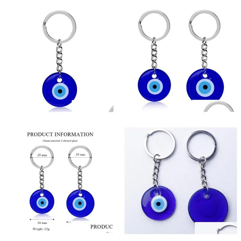 Key Rings Turkish Blue Evil Eye Key Rings Keychain Charms Pendants Crafting Glass With Keyring Hanging Ornament Jewelry Accessories A Dh2Dh