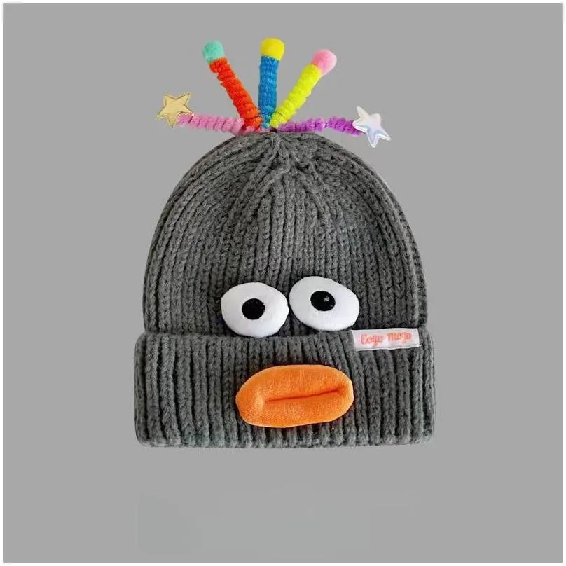 Autumn And Winter Warm Knit Hat Funny Cute Duck Beak Beanie Drop Delivery Dhl8I
