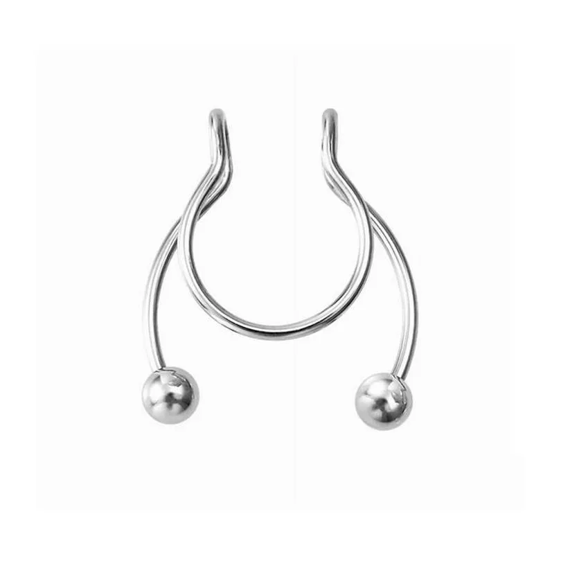 Nose Rings & Studs Nose Ring Fake Septum Piercing Stainless Steel Clip Hoop Rings Gold Stud Y For Women Non Pierced Body Jewelry Whol Dhbyw