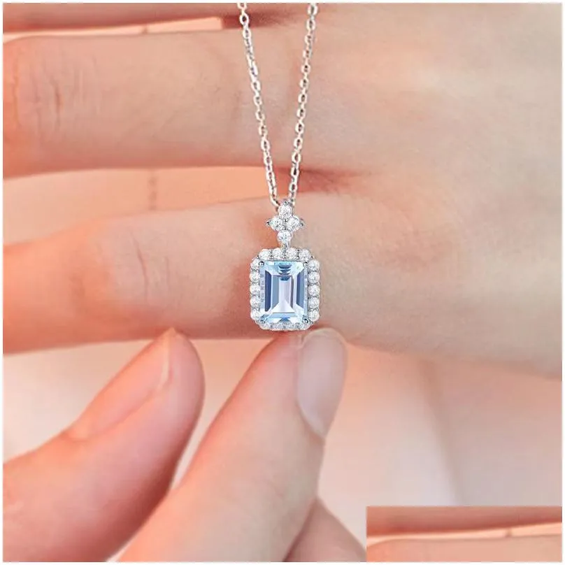 S925 Sier Womens Natural Blue Topaz Per Bottle Pendant Engagement Anniversary Necklace Jewelry Drop Delivery Dhsf9