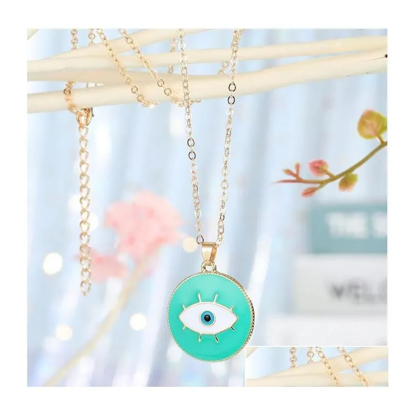 Enamel Evil Eyes Pendant Necklace For Womens Jewelry Big Turkish Eye Chains Choker Necklaces Party Gift Drop Delivery Otgmr