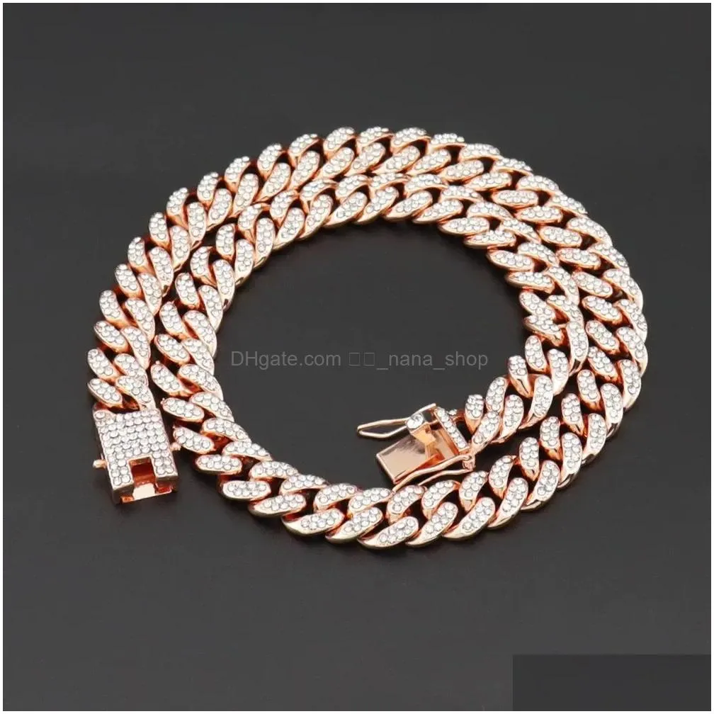 Chains High Quality Fashion Decorative Necklace 22Mm Three Row Diamond  Cuba Chain Fl Of Zircon Men039S Hip Hopbo70995481618653 D Dhog1