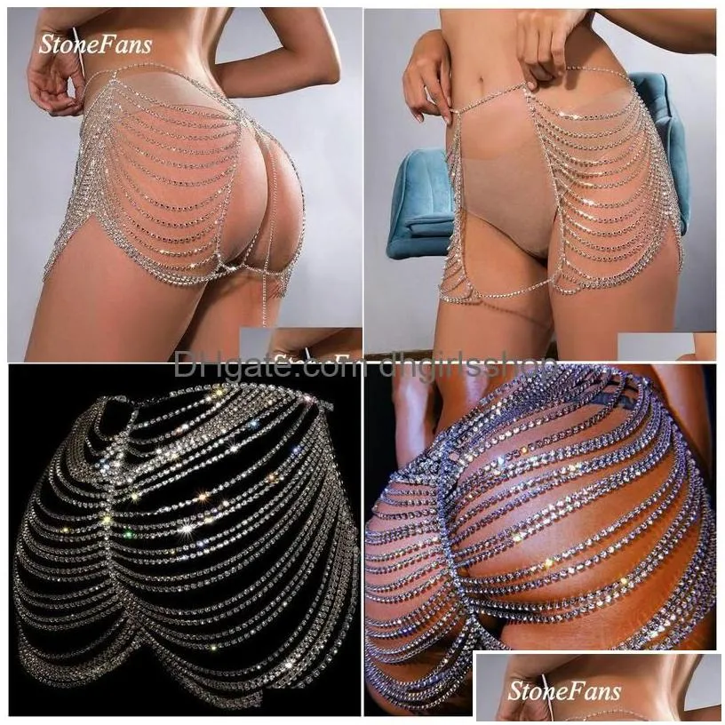 Other Stonefans Luxury Y Hip Waist Chain Mti Layer Underwear Handmade Beach Bikini Body Skirt Jewelry Night Club 221008 Drop Delivery