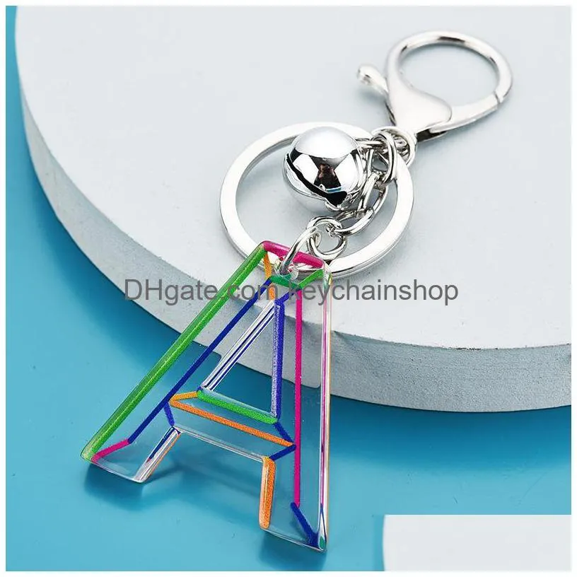 Letter Pendant Keychains Resin Key Chains Rings For Women Cute Car Acrylic Glitter Keyring Holder Charm Bag Couple Drop Delivery Dhcgk