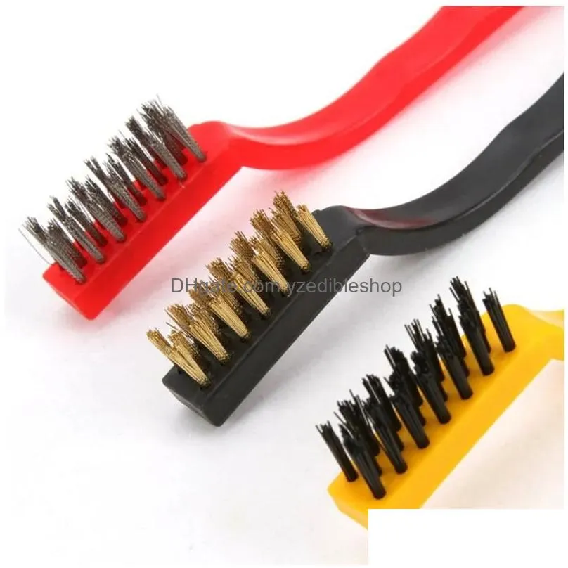 Cleaning Brushes 3Pcs/Set Gas Stove Cleaning Wire Brush Kitchen Tools Metal Fiber Strong Decontamination Copper/Iron/Nylon Hh0428 Drop Dhb8W