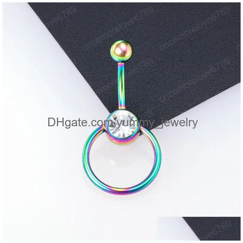 Belly Button Rings Surgical Steel Navel Piercing Ring Bar Round Ombligo Barbell For Woman Y Body Jewelry Drop Delivery Dhvc7