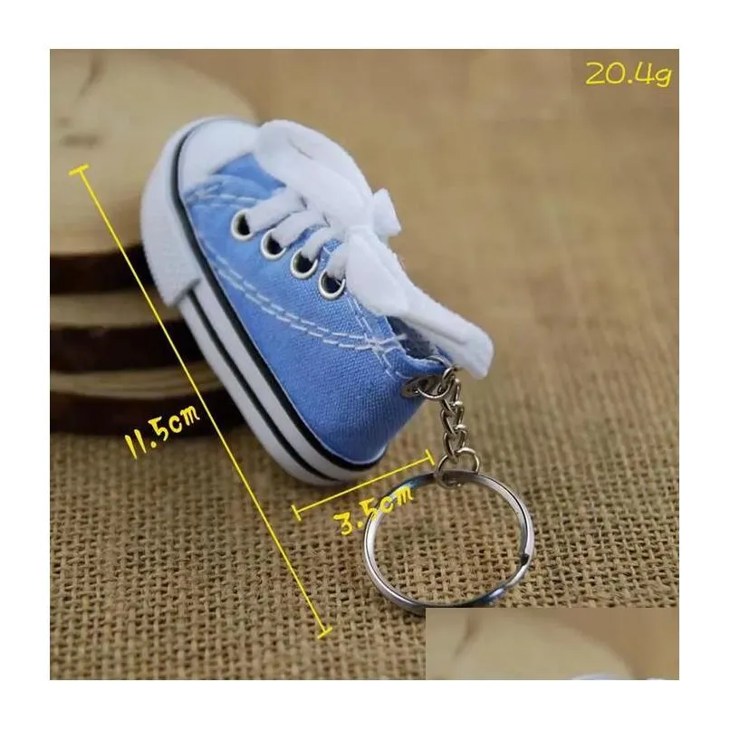 3D Novelty Canvas Sneaker Tennis Shoe Keychain Key Chain Party Jewelry Chains Fashion Keyring Pendant Ring Mixed Colors Drop Delivery Ot3Wk