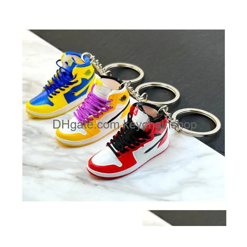 Keychains Lanyards Designer 83 Styles 3D Basketball Shoes Keychain Stereoscopic Sneakers For Women Bag Pendant Mini Sport Shoe Drop D Dhv7X