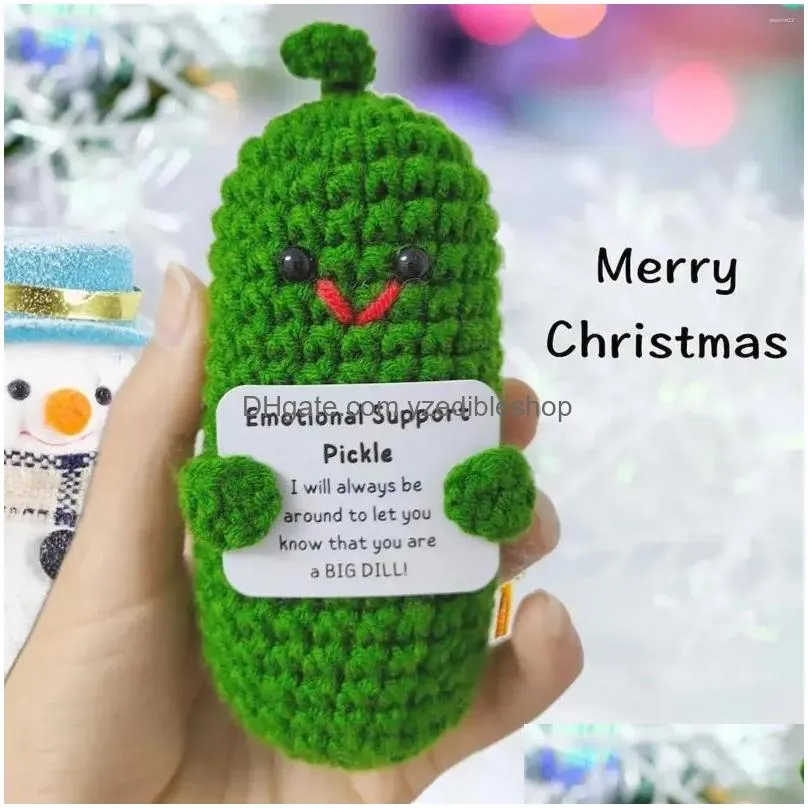 Christmas Decorations Handmade Emotional Support Pickled Cucumber Gift Cloghet Pickles Cute Drop Delivery Dhd0N