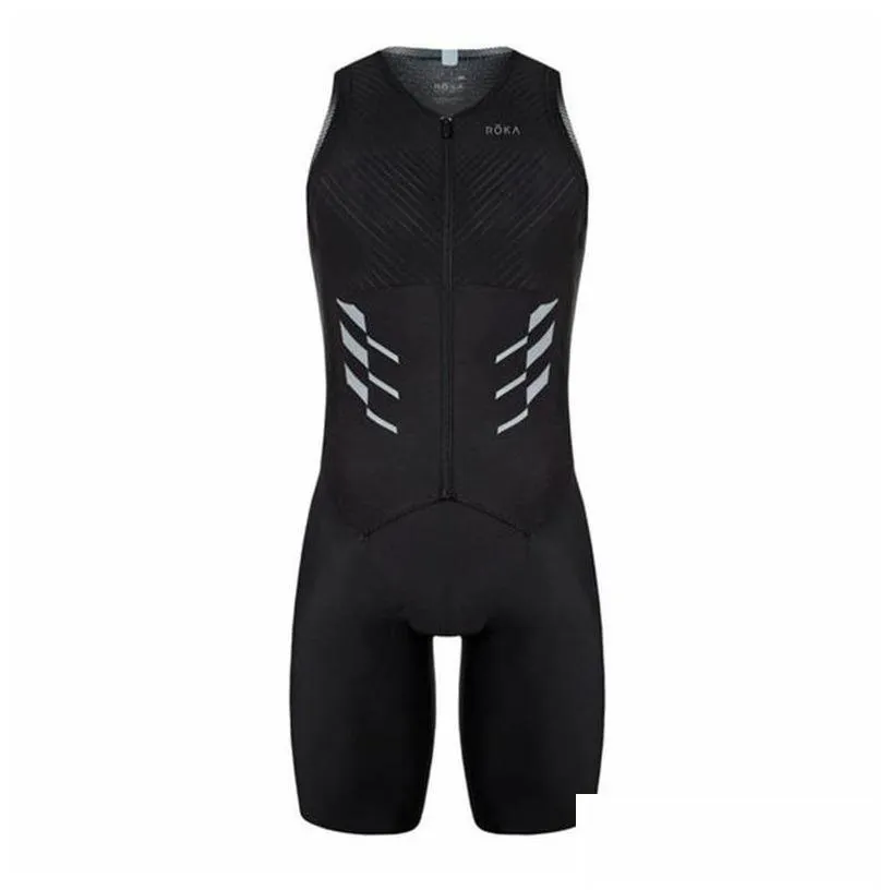 mens tracksuits mens roka triathlon sleeveless swimming and running sportswear bodysuit outdoor tights skin suit 220914 drop delivery