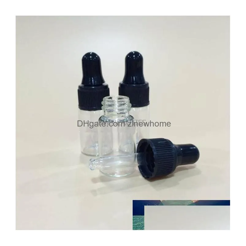 Packing Bottles Wholesale 1Ml 2Ml L 5Ml Refillable Pipette Drop Bottles Small Cobalt Clear Sample Glass Eye Dropper  Drop Del Dhzgo