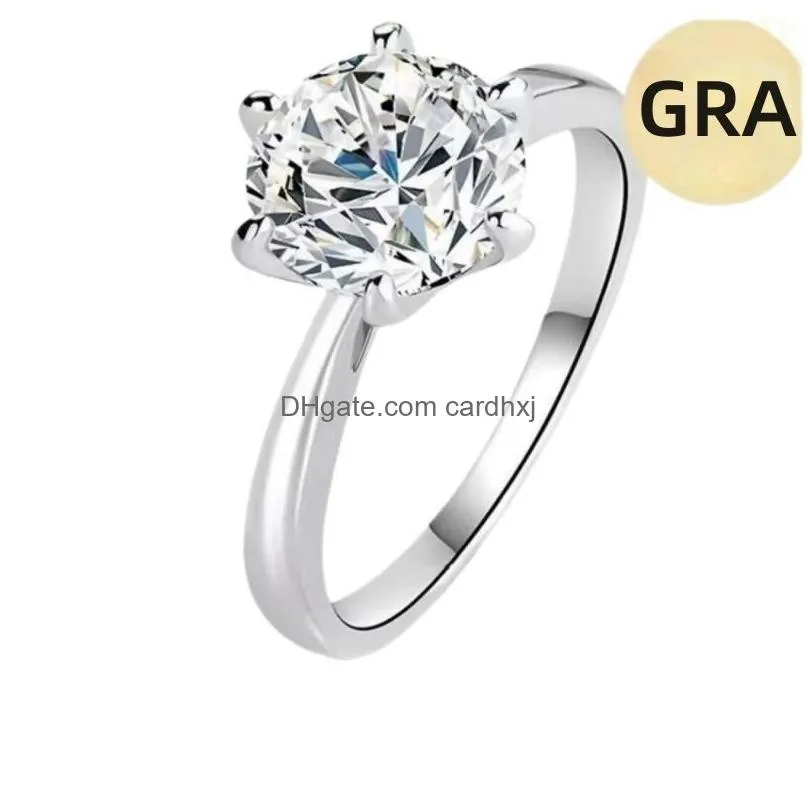 Solitaire Ring 0.5/1/1.5/2 Ct Moissanite Ring 925 Sterling Sier Engagement And Wedding Suitable For Womens Banquet Parties Official O Otmvd