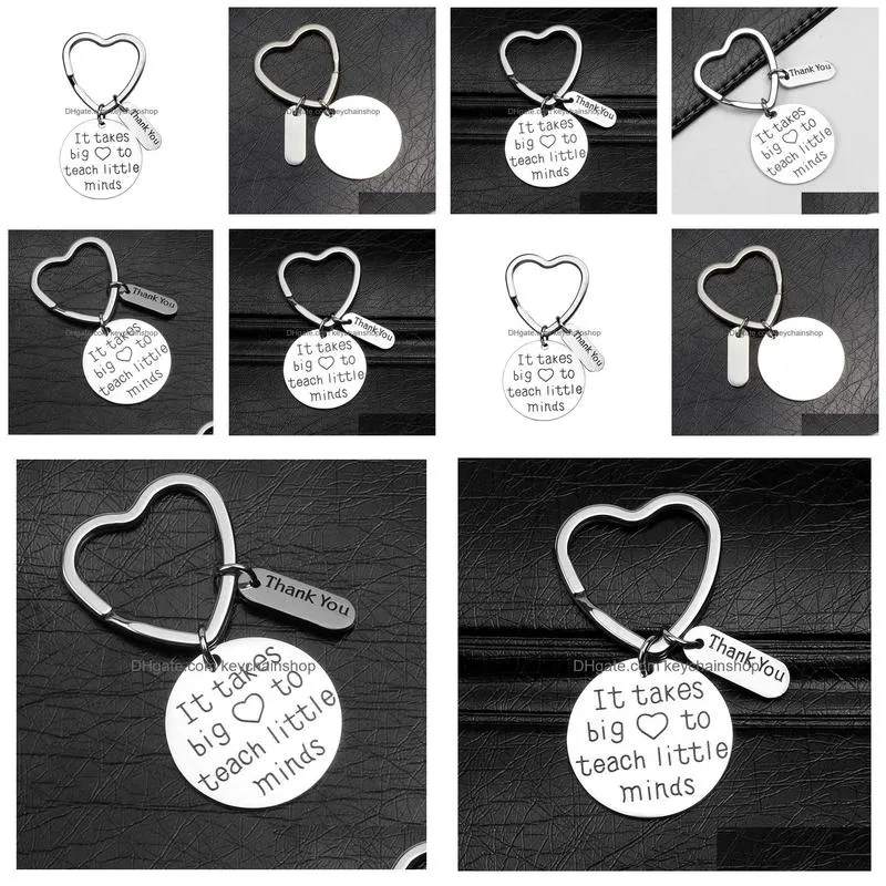 Stainless Steel Thank You Keychains Metal Heart Key Chain Ring Rings Uni Keyring Holder Accessories For Women Men Drop Delivery Dhlae