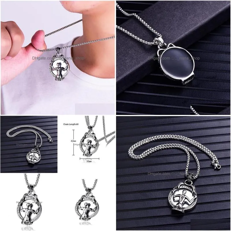 Pendant Necklaces Stainless Steel Vintage Mirror Devil Skl Punk Rock Necklace Jewelry Gift For Him With Chain2813113 Drop Delivery Dhdlz