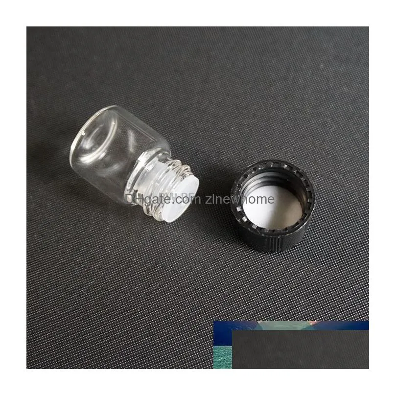 Packing Bottles Wholesale 500Pcs/Lot 1Ml 2Ml L  Oil Glass Vial Small Sample Per Bottle Display Container With Black Cap Drop Dhyg8