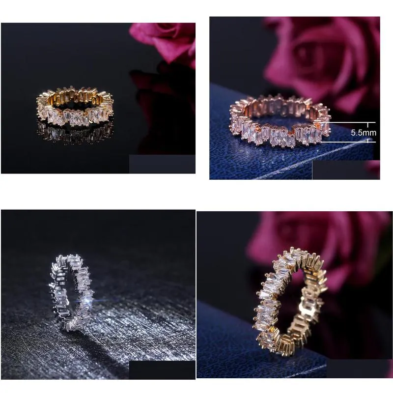 Fashion Zircon Cz Wedding Ring Irregar White Cubic Finger Rings Fit 6 To 10 For Women Jewelry Party Gift Drop Delivery Otaga