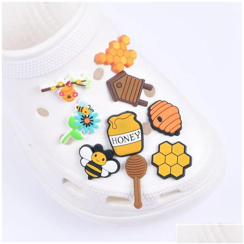 Charms Factory Wholesale Summer Bee Flower Soft Pvc Rubber Shoe Clog For Christmas Gift Drop Delivery Otchi