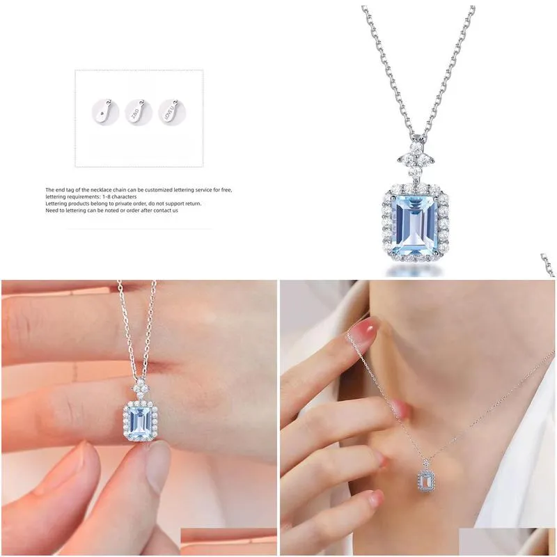 S925 Sier Womens Natural Blue Topaz Per Bottle Pendant Engagement Anniversary Necklace Jewelry Drop Delivery Dhsf9