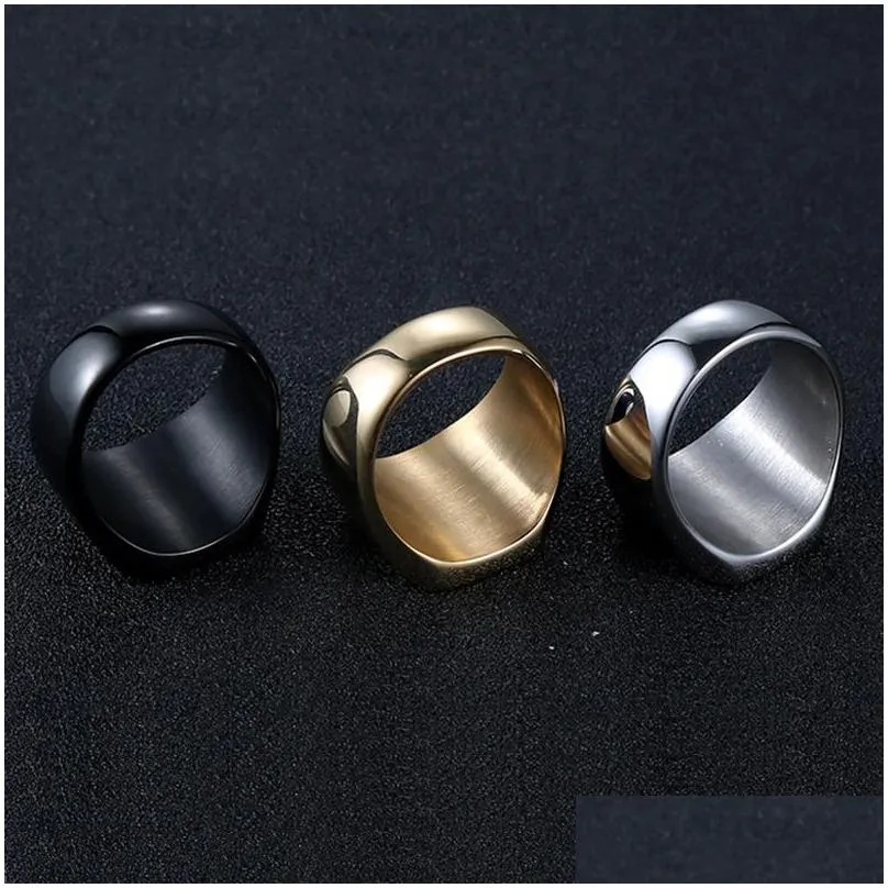 Band Rings Stainless Steel Rings Engrave Logo Name Custom Fashion Jewelry Wholesale Ring Punk For Men Drop Delivery Jewelry Ring Dhiim