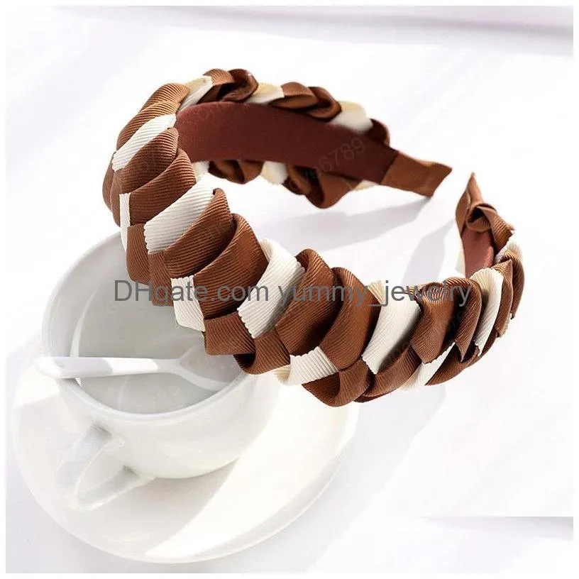 Colorf Fashion Weave Braided Wide Headband Girls Beautif Solid Color Hair Hoop Korean Style Accessories For Drop Delivery Dhmv7