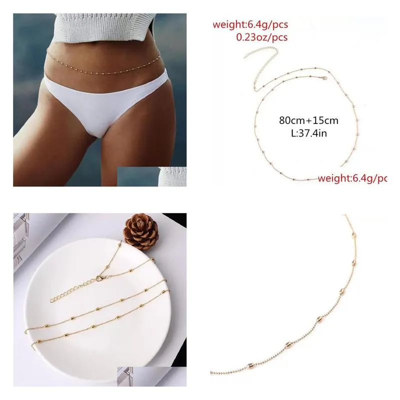 Body Jewelry For Women Necklace Belly Beads Chain Waist Gold Sier Bikini Chains Drop Delivery Ot7Vb