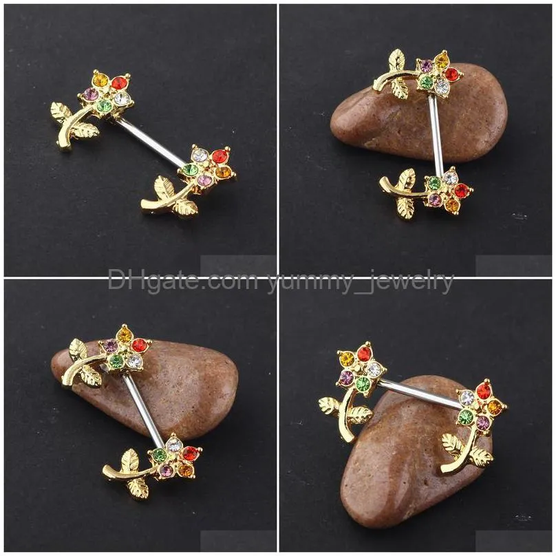 316L Stainless Steel Jeweled Flower Nipple Shield
