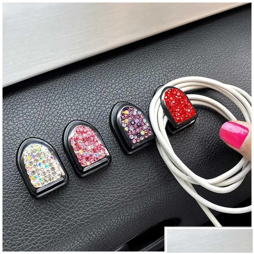 interior decorations 20pcs/set rhinestone car phone holder interior hooks sticker pad set pink bling accessories for drop delivery