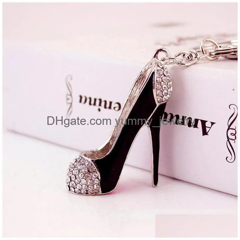 Women Bag Charms Keychain Car Keys Holder Keyring Crystal High Heel Shoes Key Chains Jewelry Drop Delivery Dhiyc