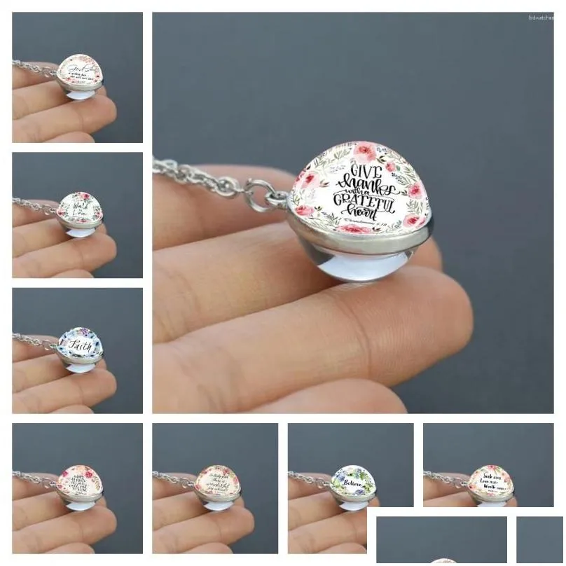 pendant necklaces bible series necklace double-sided glass ball alloy chain jewelry fashionable exquisite gift for friend