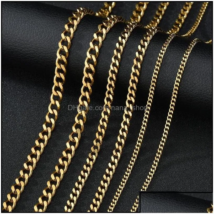 Pendant Necklaces Stainless Steel Chain Necklace For Men Women Curb Cuban Link Chains Black Gold Sier Color Punk Choker Fashion Hiph