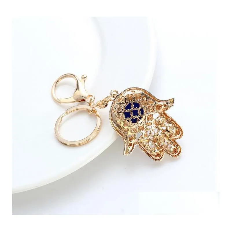 Hamsa Hand Key Rings Evil Eye Palm Pendant Keychains Gold Sier Colors For Women Gift Drop Delivery Otzol