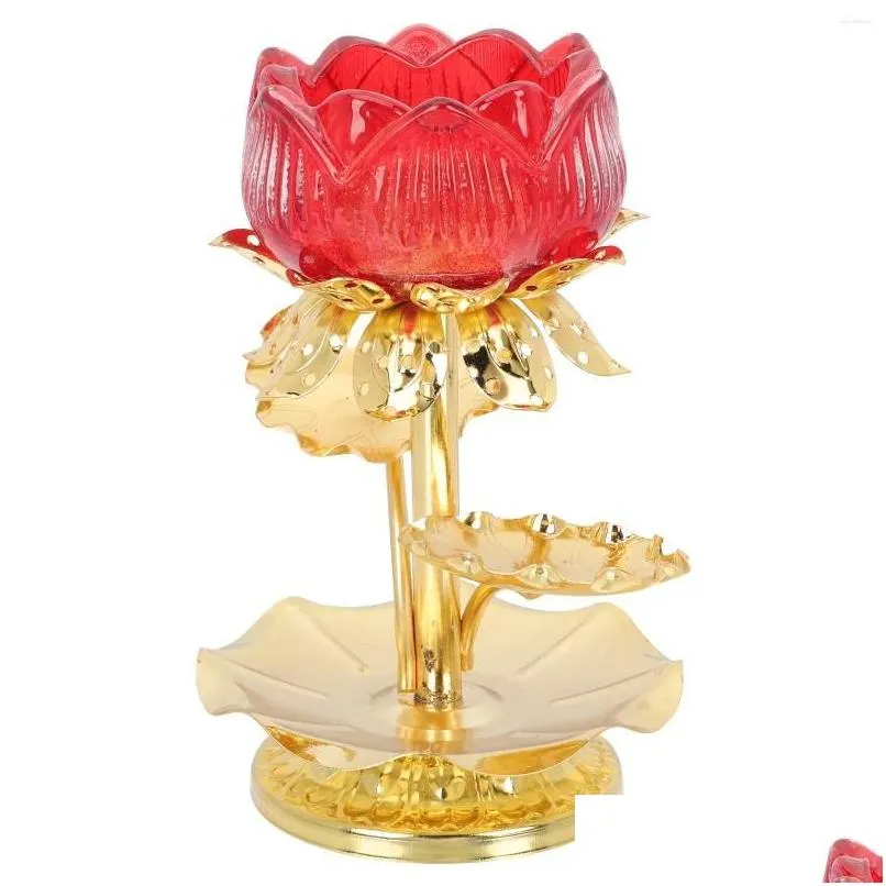 candle holders lotus candlestick religious holder ghee container simulation glass candleholder alloy