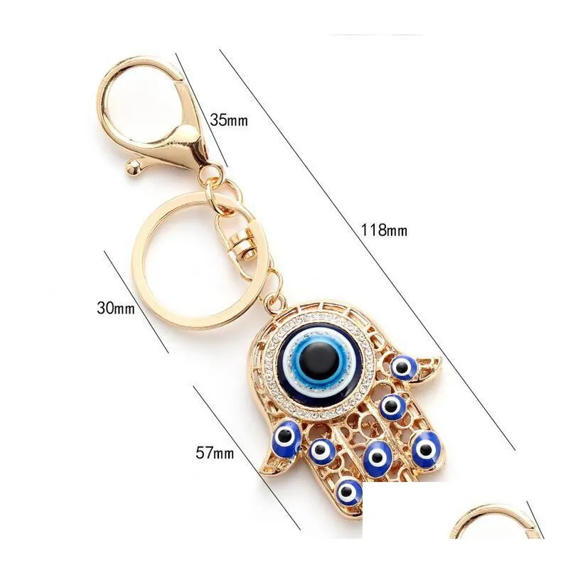 Hamsa Hand Key Rings Evil Eye Palm Pendant Keychains Gold Sier Colors For Women Gift Drop Delivery Otzol