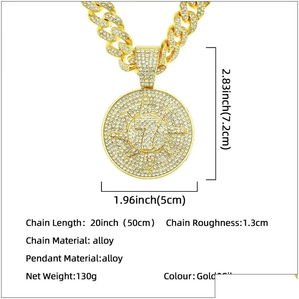 Alloy Pendant With Rhinestone Big  Cuban Chain Choker Necklace Fashion Hip Hop Men Jewelry Letter Figurenecklaces Drop Delivery Dh9Ko