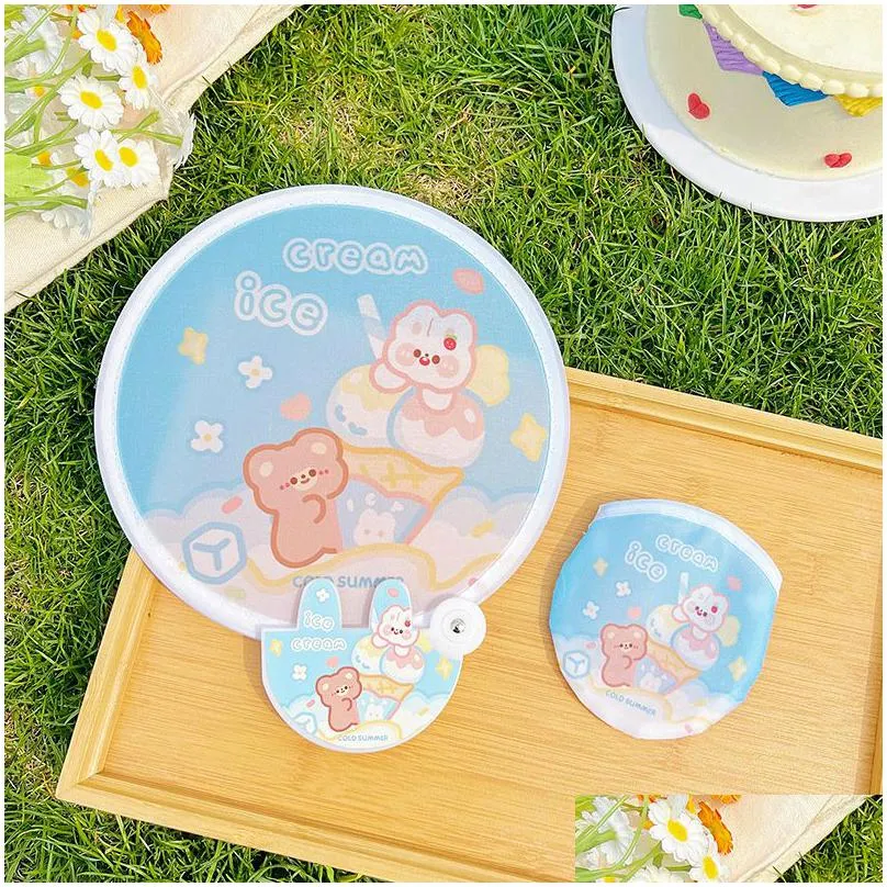 Party Favor Foldable Cartoon Handheld Fan Wedding Party And Personal Promotional Gifts Summer Outdoor Portable Fans Drop Delivery Home Dh5U8