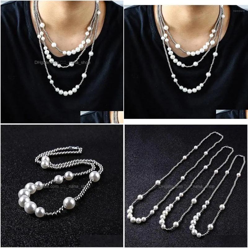 Chains Stainless Steel Peal Ball Beads Mens Choker Chain Necklace Hip Hop Rapper Jewelry Gift For Women Chains8741044 Drop Delivery Je Dhvpf