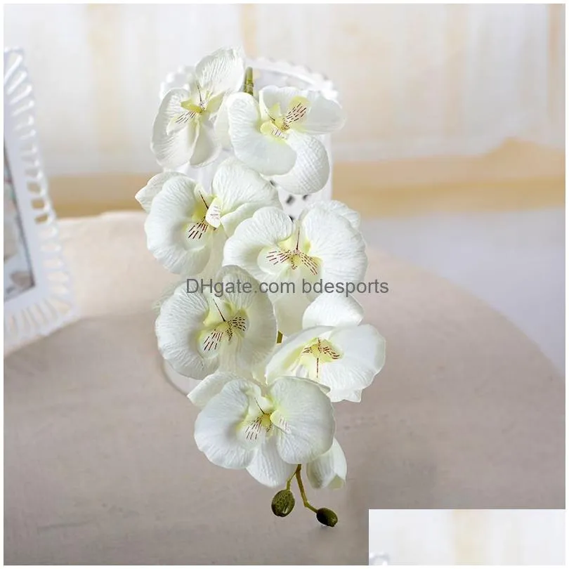 Decorative Flowers & Wreaths Artificial Silk White Orc Flowers High Quality Butterfly Moth Fake Flower For Wedding Party Home Festival Dhglm