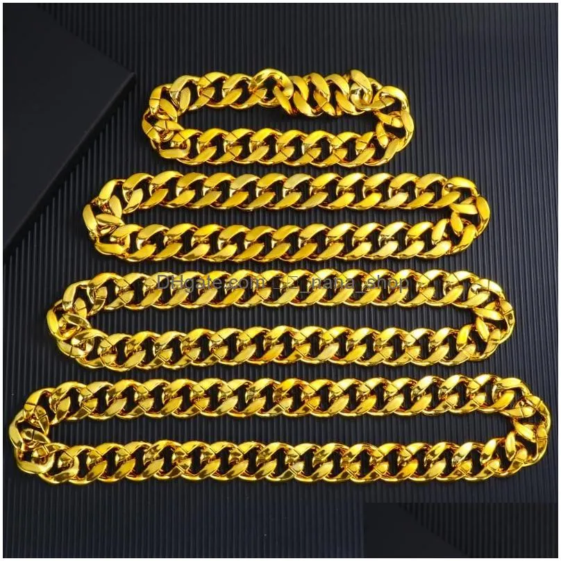 Chains Hip Hop Gold Color Big Acrylic Chunky Chain Necklace For Men Punk Oversized Large Plastic Link Men039S Jewelry 20215586654 Dro Dh5Gi