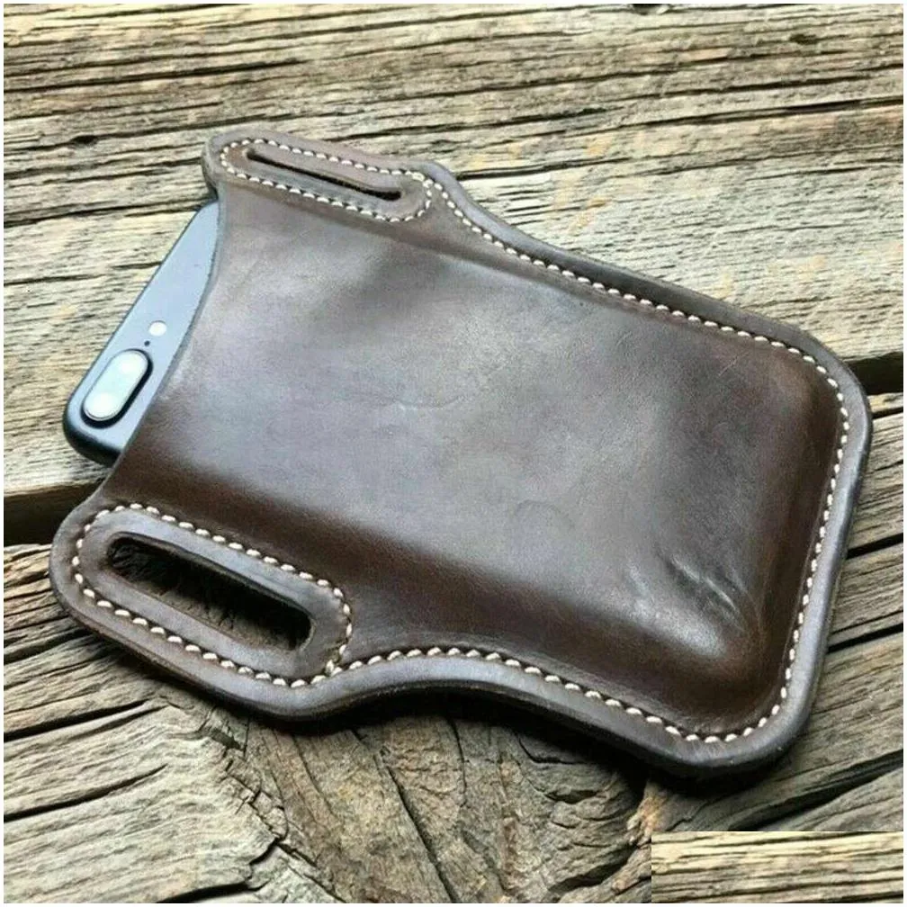 men phone case holster cellphone loop holster belt waist bag props leather purse phone wallet running pouch travel camping bags