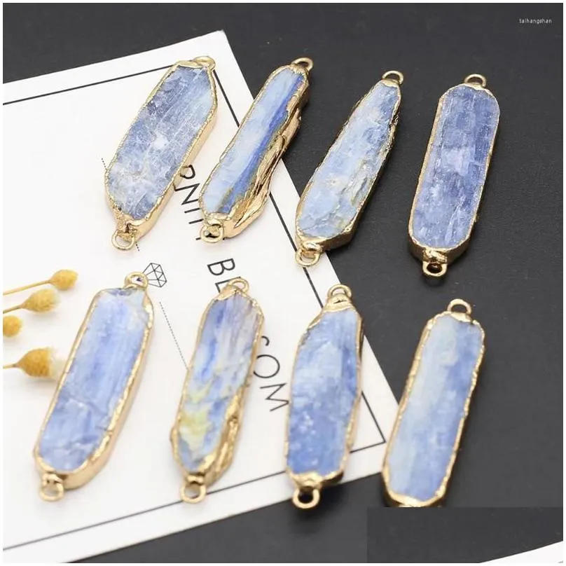 Pendant Necklaces Natural Stone Gem Long Strip Kyanite Connector Handmade Crafts Necklace Bracelet Jewelry Accessories For Woman Size Dh6Rv