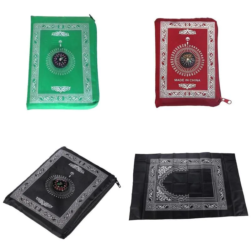 islamic prayer rug carpets portable braided mat portable zipper compass blankets travel pocket rugs muslim prayer rugs muslim worship fy4602