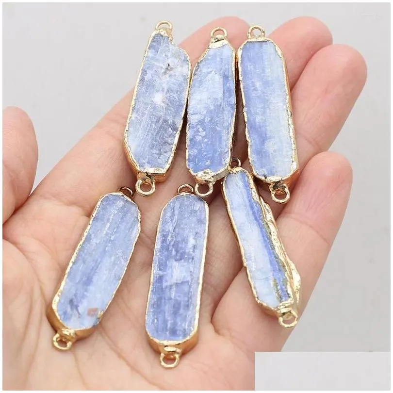 Pendant Necklaces Natural Stone Gem Long Strip Kyanite Connector Handmade Crafts Necklace Bracelet Jewelry Accessories For Woman Size Dh6Rv