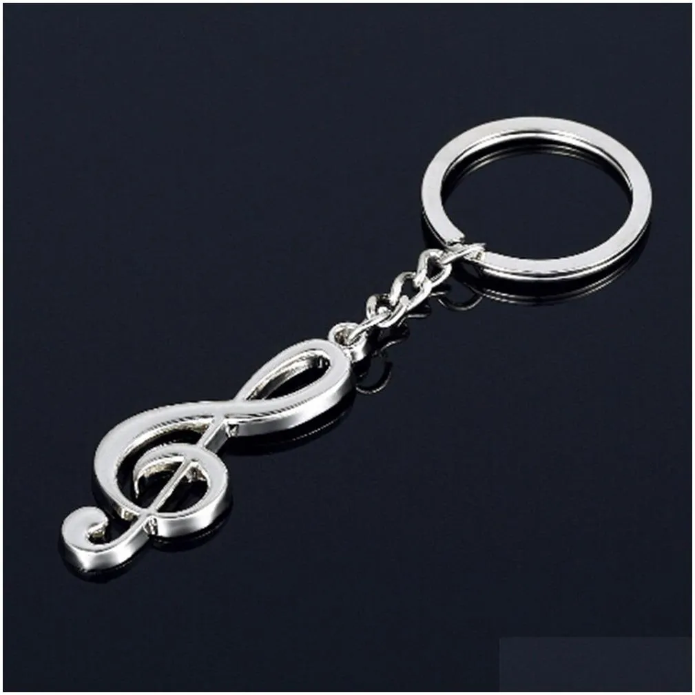  key chain key ring silver plated musical note keychain for car metal music symbol chains