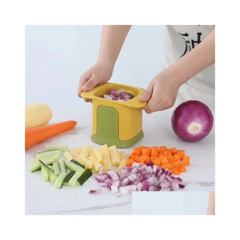 Fruit & Vegetable Tools Mtifunctional Vegetable Chopper Tools Household Hand Pressure Onion Dicer Cucumber Potato Slicer French Fries Dhhqe