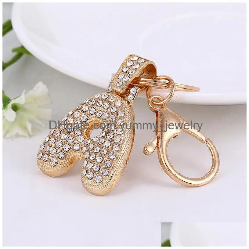 A-Z Letter Key Chain Creative Rhinestone Crystal 26 English Initial Resin Handbag Keyring Accessories For Drop Delivery Dhwrb