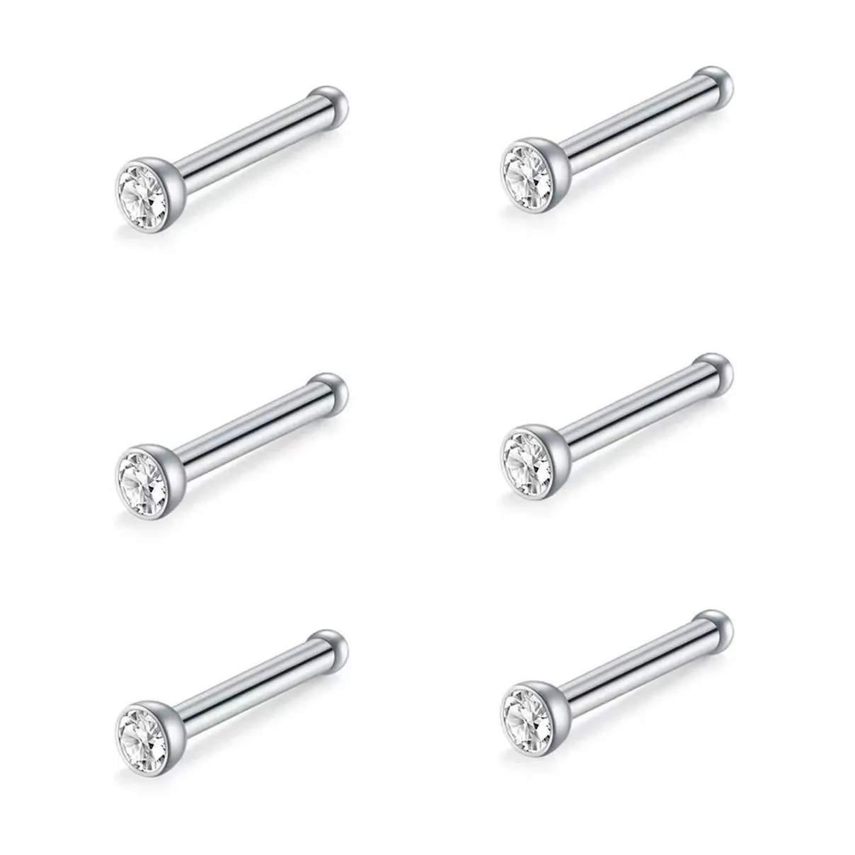 30Pcs 316 Stainless Steel L Rod S Straight Inlaid With M Rhinestone Trend Nose Stud Fashion Men And Women Wear Accessories Drop Deliv Dhgdw