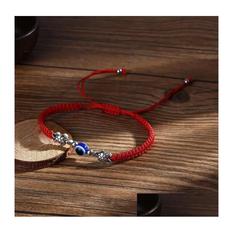 Charm Bracelets Evil Eye Charm Bracelet Knot Handmand Lucky Bracelets Adjustable Red Rope String Protection For Women Men Drop Delive Dhbfm