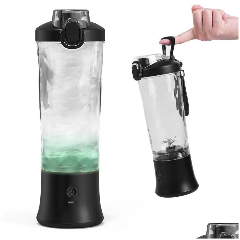Fruit & Vegetable Tools Portable Blender Smoothie Maker Waterproof 600Ml Personal Mixer Usb Rechargeable Stand With Six Blades Drop De Dhcjh