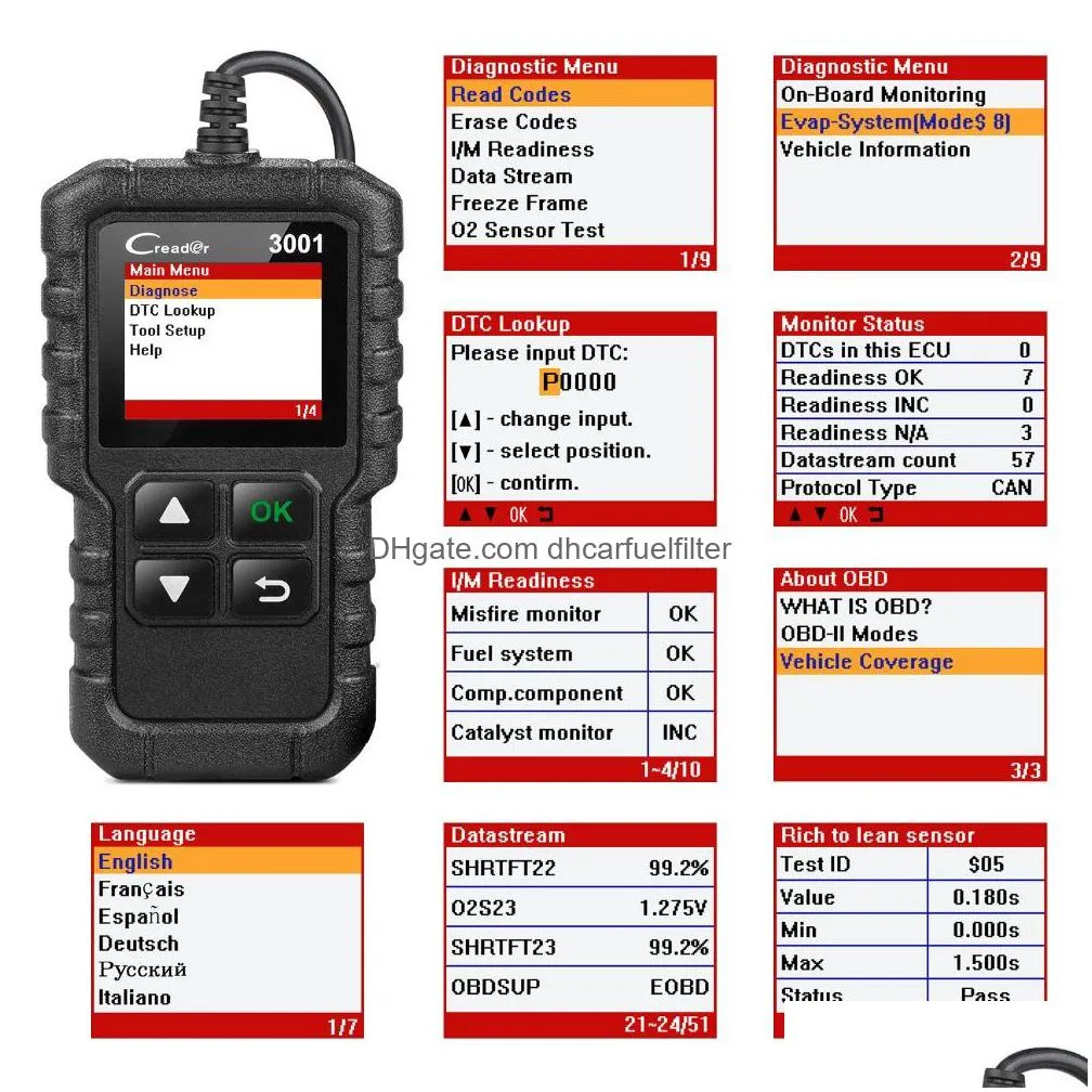 cr3001 obd2 code reader scanner x431 cr3001 full obdii function diagnostic turn off engine light cr319 elm327 ad310 car scan tool